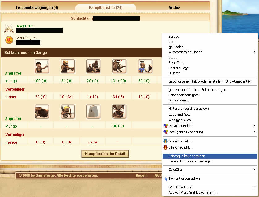 Seitenquelltext aurufen